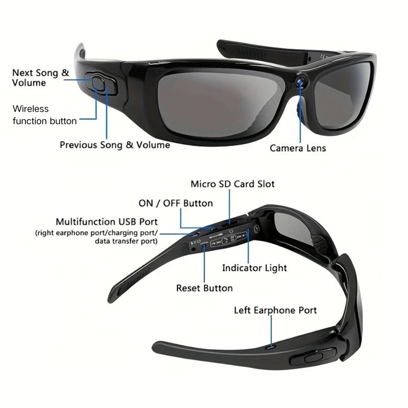 Gafas deportivas con cámara HD y Bluetooth