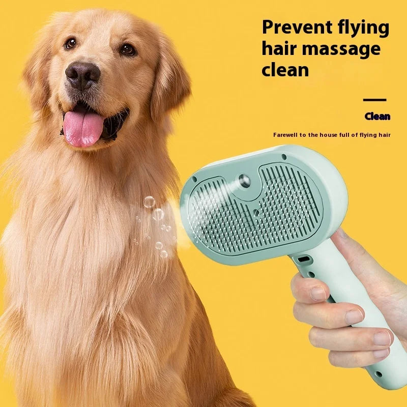 Cepillo Spray USB Recargable 3 en 1 para Mascotas - Limpieza con Vapor + Masaje